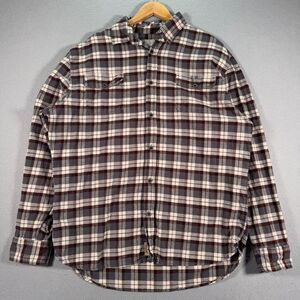 Jachs Flannel Shirt Mens XL Tall Gray Black Plaid Heavyweight Double Flap Pocket